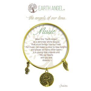 Earth Angel Charm Bracelet - Music Design, Antique Brass